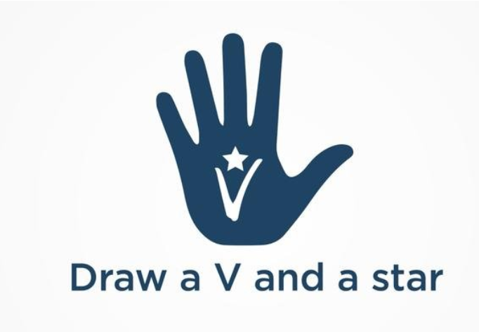 Draw a V and a star