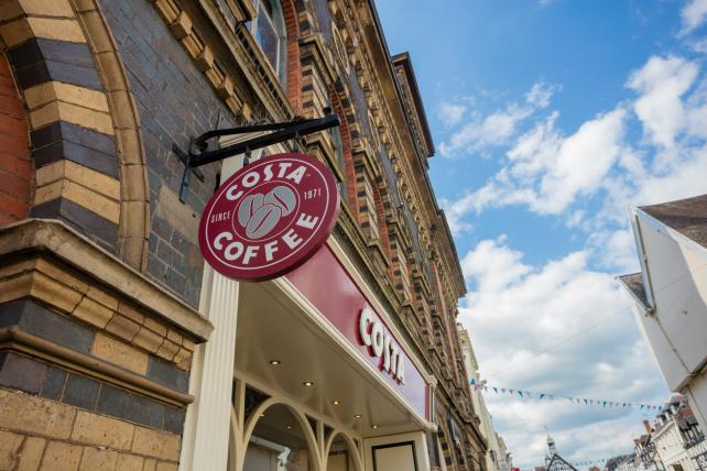 Exterior sign of a Costa Coffee shop