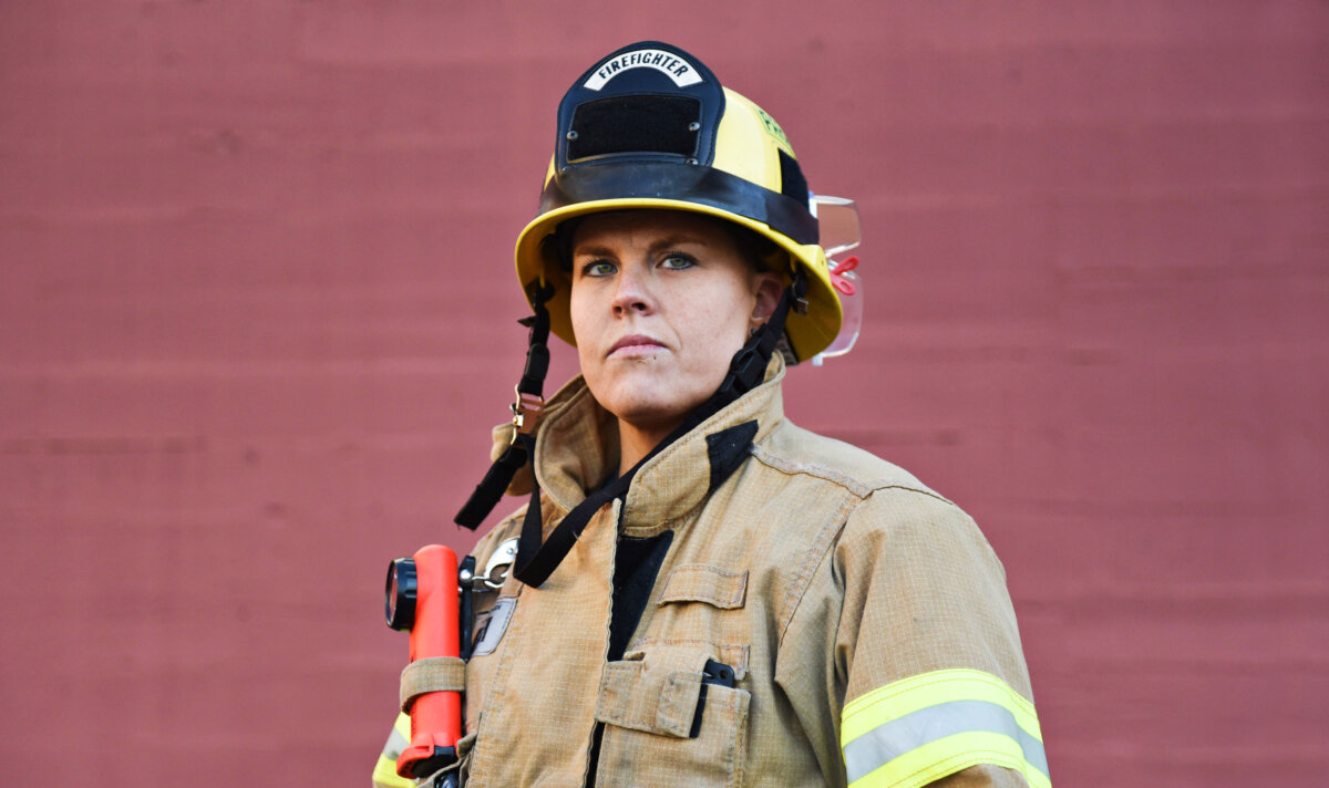 Portrait of female firefighter